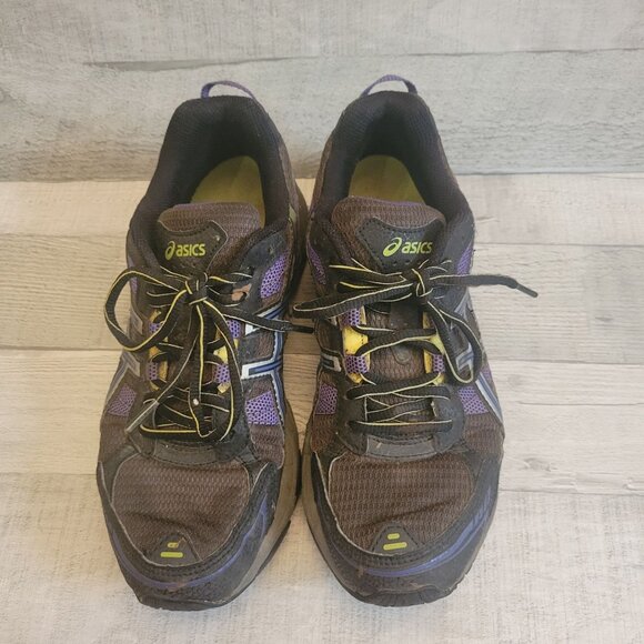 Asics Womens Gel Trail Running Shoes Size 8 Purple & Black With Yellow Accents - Picture 3 of 6